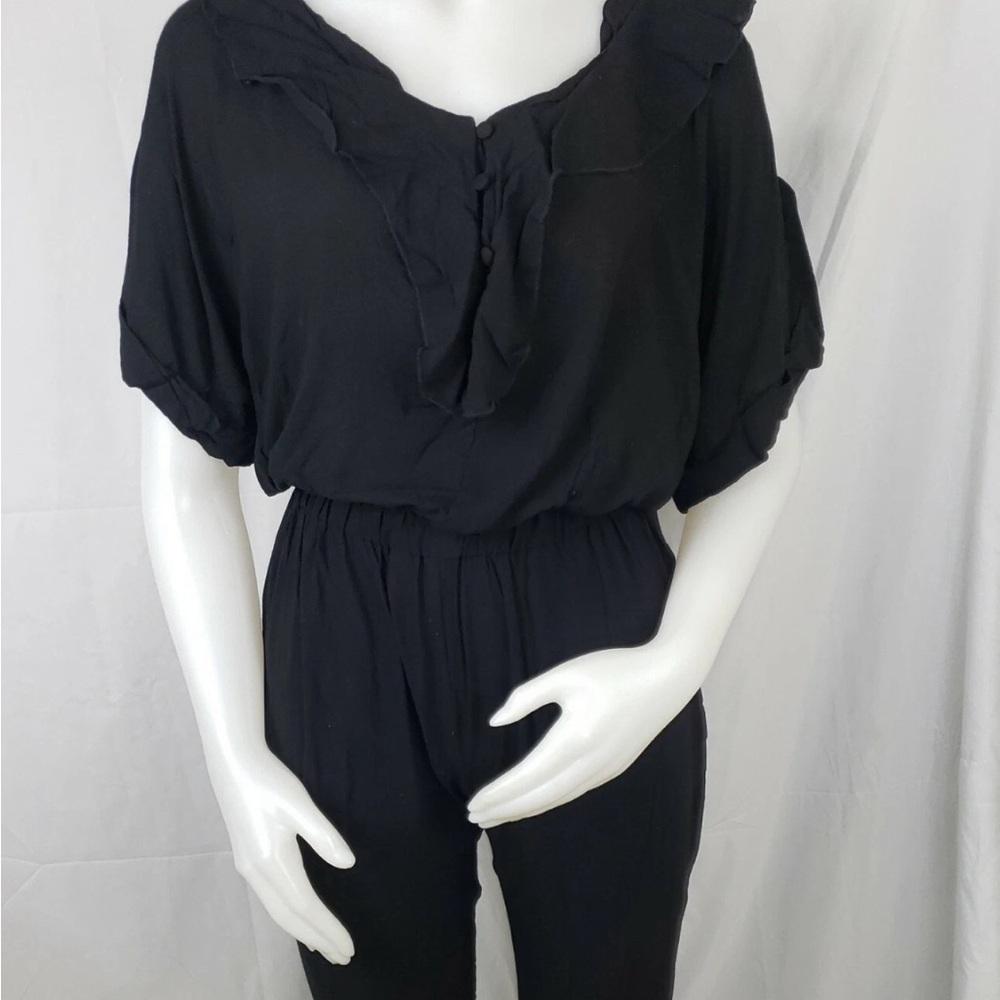Lucy Paris Jumpsuit Womens Black Cruise Wear Ruffled W/Belt Sz S NWT! - Picture 3 of 5